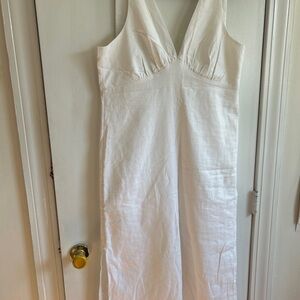 White Linen-Blend Maxi Dress- Large or XL